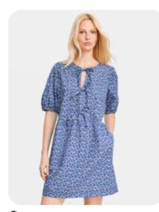 LOFT Dresses & Skirts - LOFT Floral Poplin Bow Mini Pocket Dress size small
